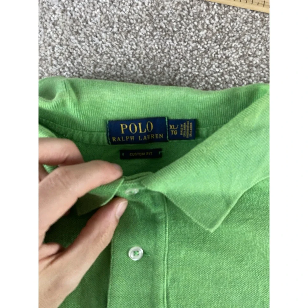 Polo Ralph Lauren Solid Green Polo Shirt Mens XL Pink Pony Preppy Cotton Work